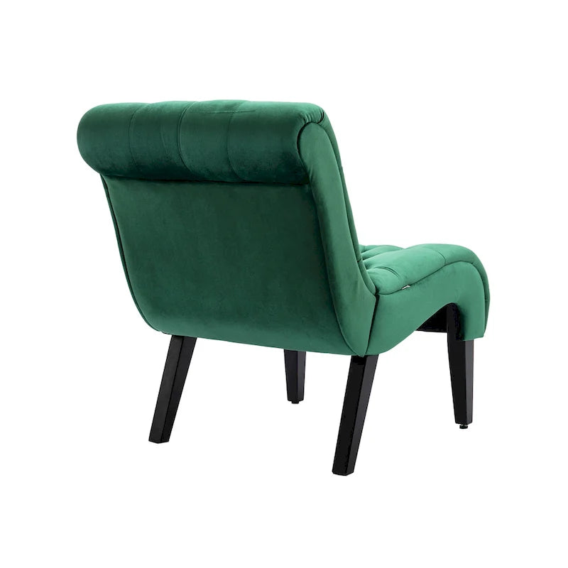 Velvet Upholstered Barrel Accent Chair with Wooden Legs