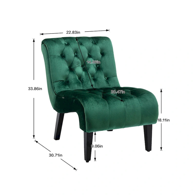 Velvet Upholstered Barrel Accent Chair with Wooden Legs