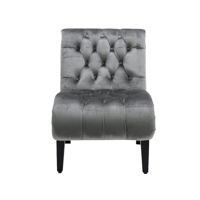 Velvet Upholstered Barrel Accent Chair with Wooden Legs