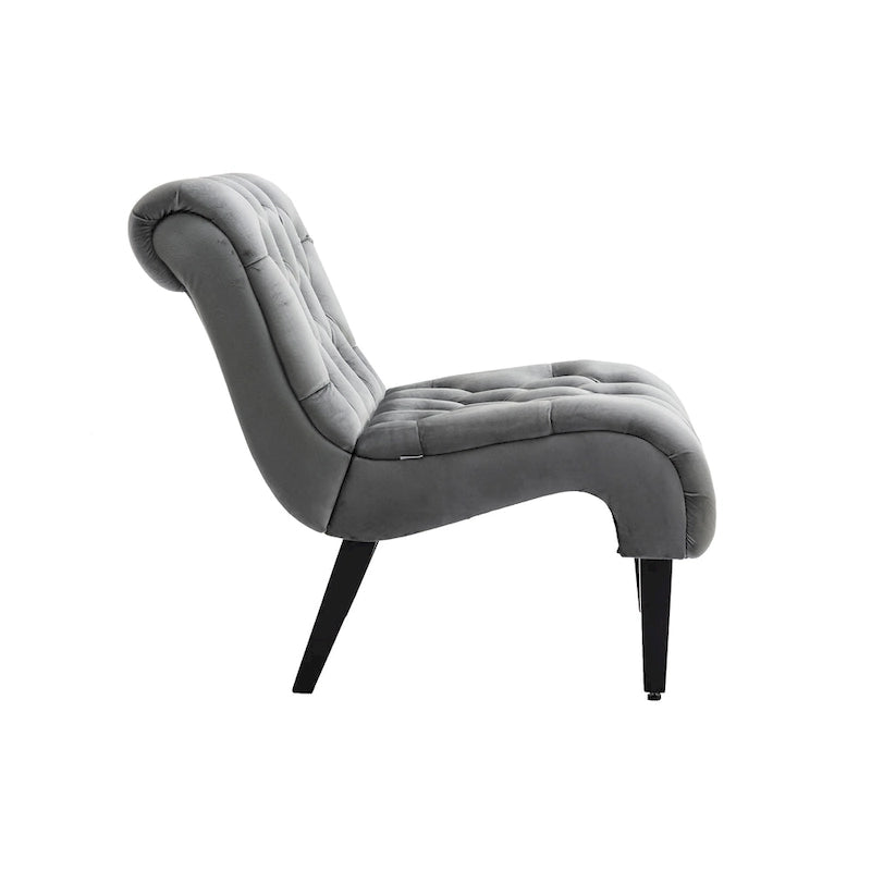 Velvet Upholstered Barrel Accent Chair with Wooden Legs