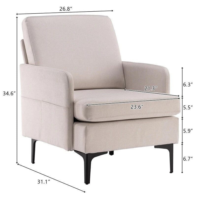 Fabric Upholstered Accent Armchair