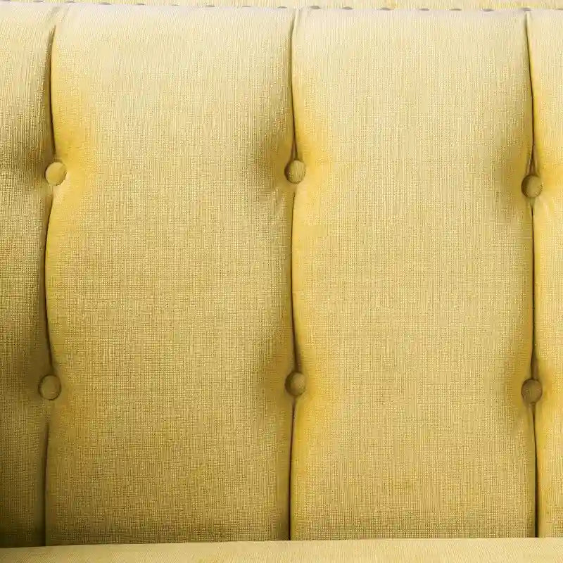 Transitional Microfiber Upholstered Tufted Back Tuxedo Arm Sofa