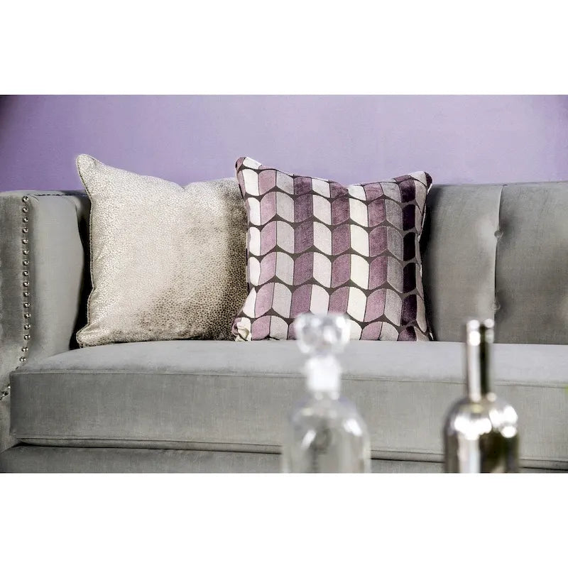Transitional Microfiber Upholstered Tufted Back Tuxedo Arm Sofa