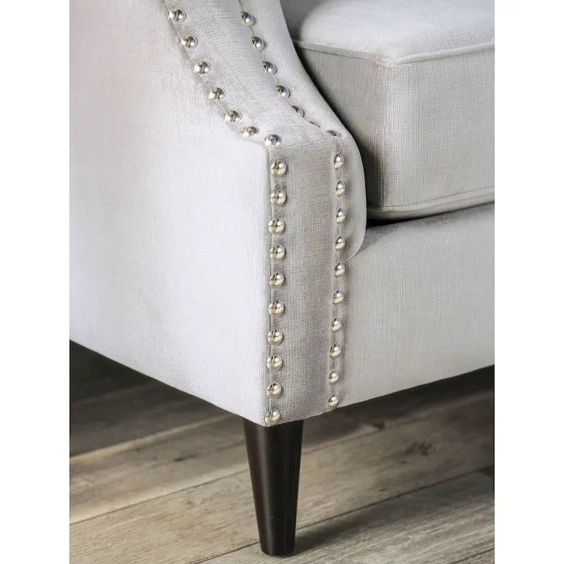 Transitional Microfiber Upholstered Tufted Back Tuxedo Arm Sofa