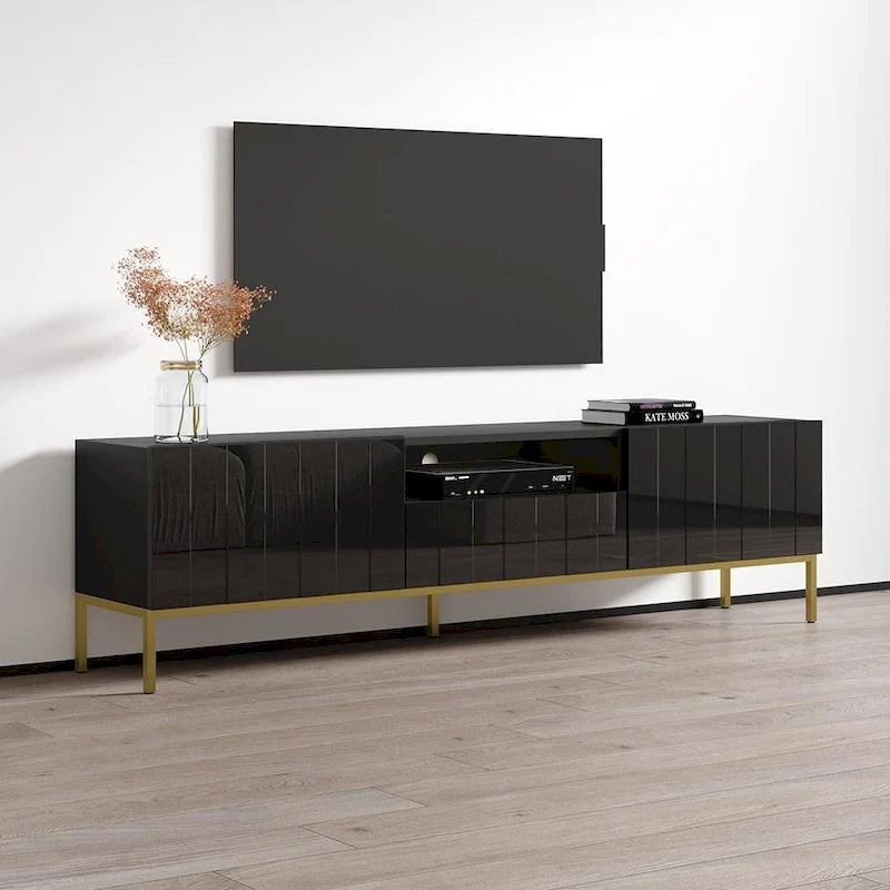 Modern High Gloss TV Stand with Contemporary Living Room Storage