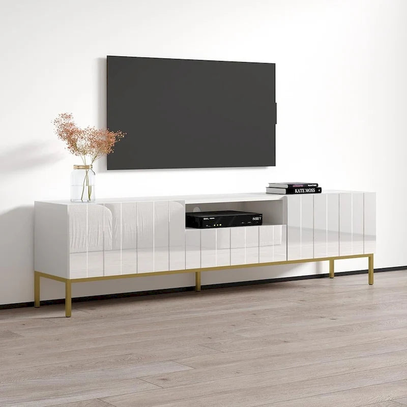 Modern High Gloss TV Stand with Contemporary Living Room Storage