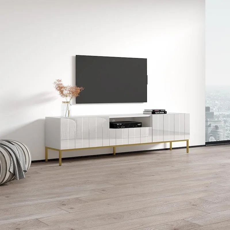 Modern High Gloss TV Stand with Contemporary Living Room Storage