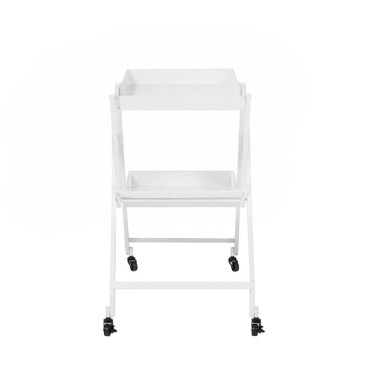 Contemporary Steel 2-Shelf Folding Bar Cart with Wheeled Base