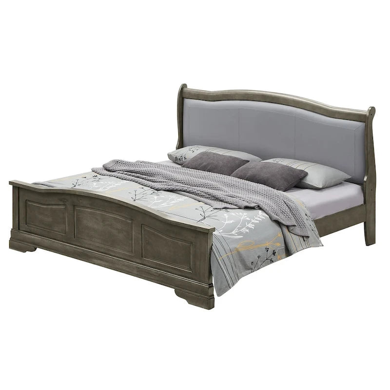 Upholstered Wood King Panel Bed