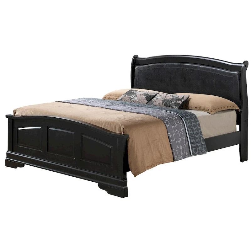 Upholstered Wood King Panel Bed
