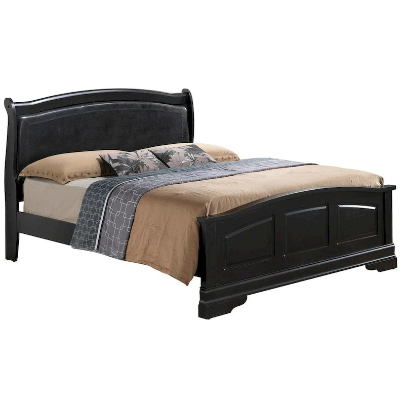 Upholstered Wood King Panel Bed