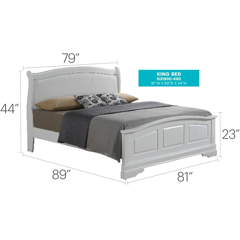 Upholstered Wood King Panel Bed