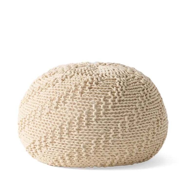 Indoor and Outdoor Knitted Round Pouf