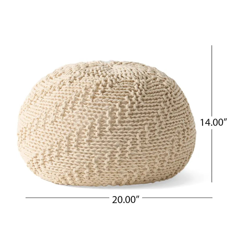 Indoor and Outdoor Knitted Round Pouf