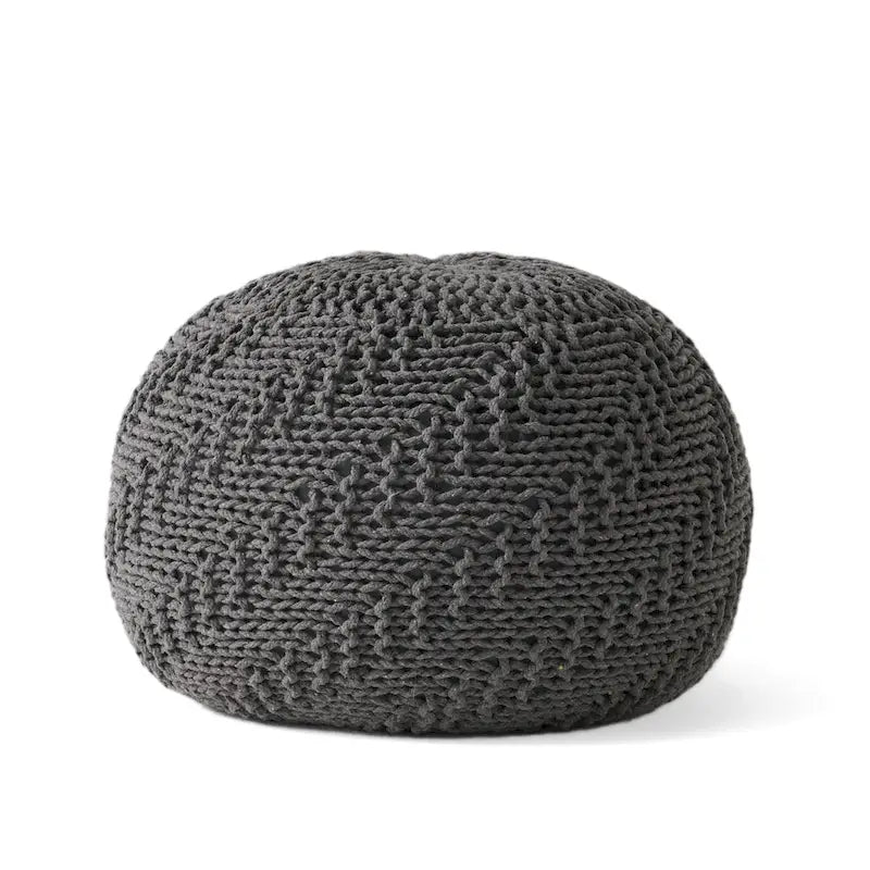 Indoor and Outdoor Knitted Round Pouf