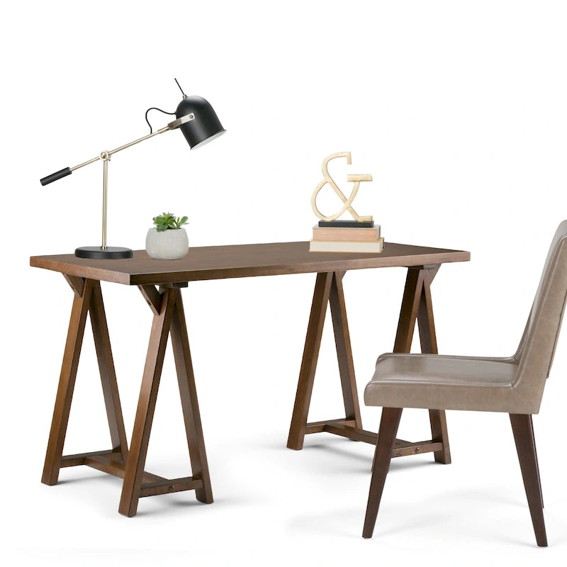 Solid Wood Modern Industrial 56-Inch Writing Desk