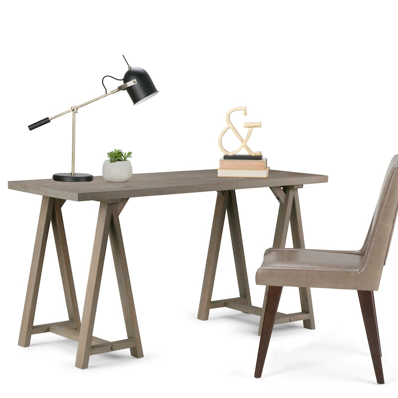 Solid Wood Modern Industrial 56-Inch Writing Desk