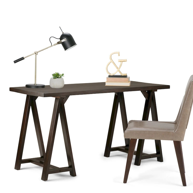 Solid Wood Modern Industrial 56-Inch Writing Desk