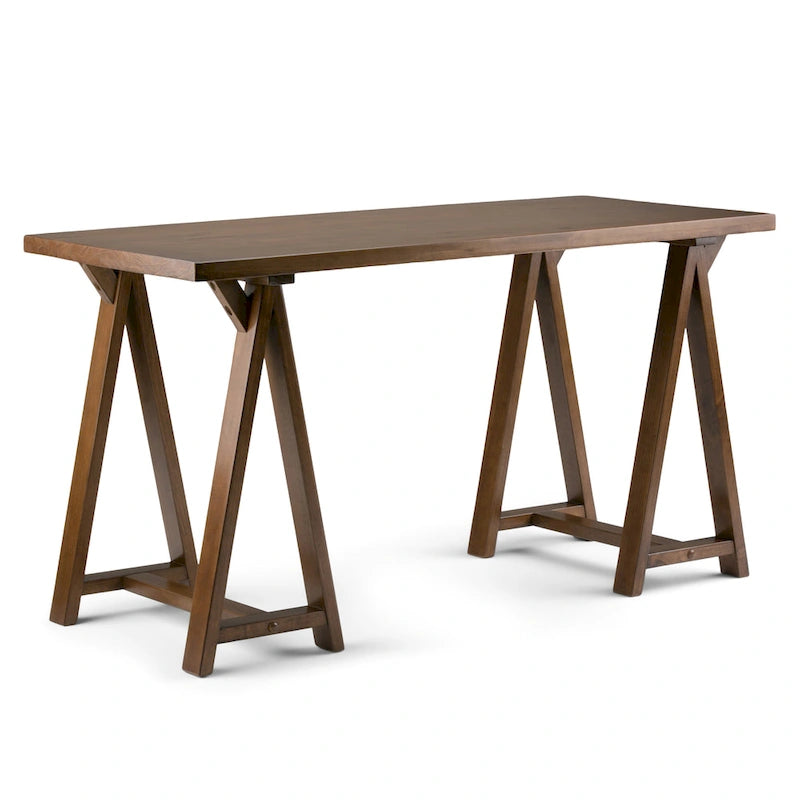 Solid Wood Modern Industrial 56-Inch Writing Desk