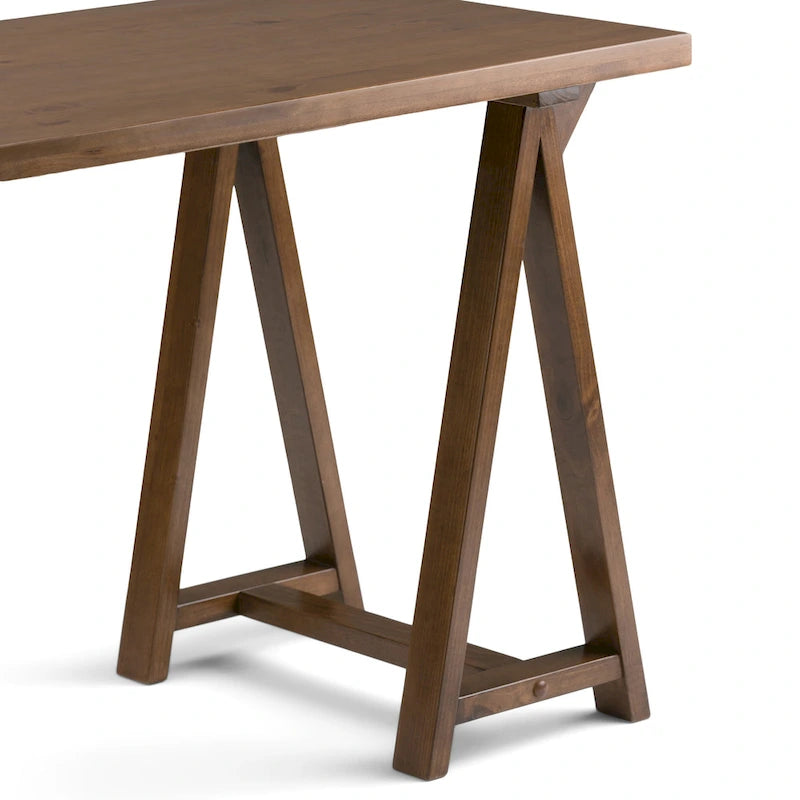 Solid Wood Modern Industrial 56-Inch Writing Desk