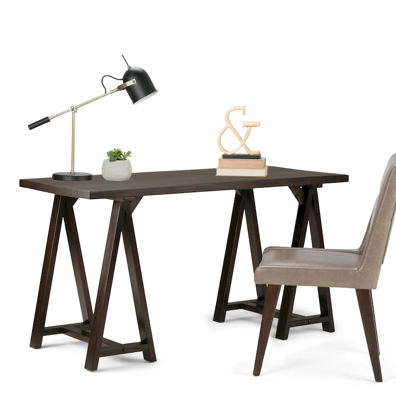 Solid Wood Modern Industrial 56-Inch Writing Desk