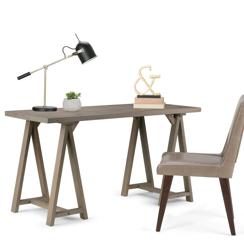 Solid Wood Modern Industrial 56-Inch Writing Desk