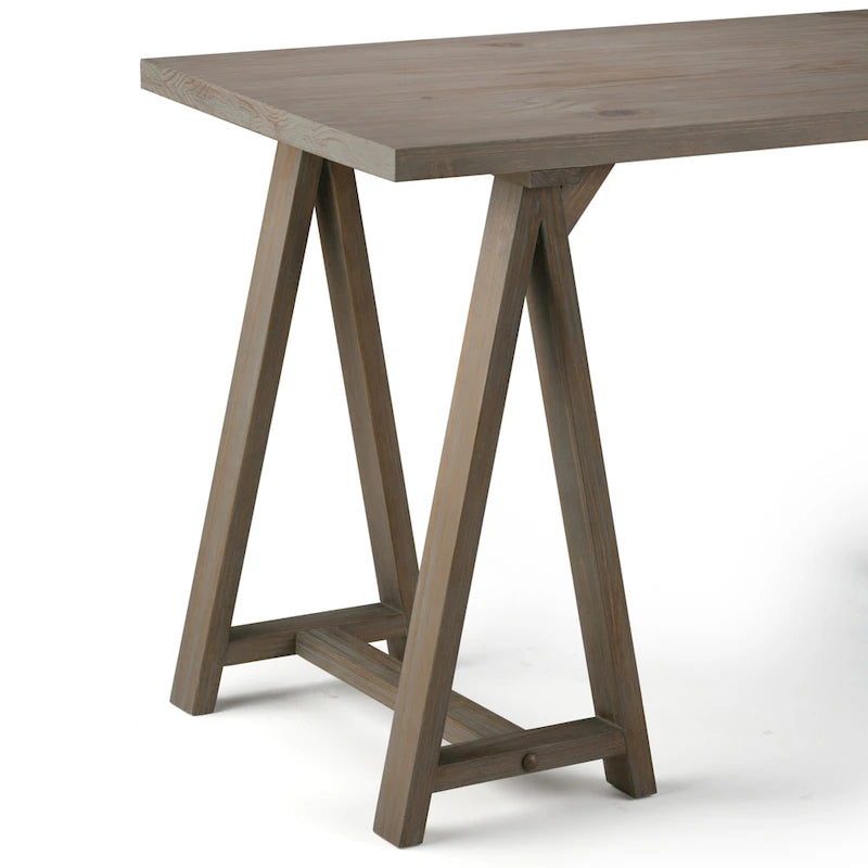 Solid Wood Modern Industrial 56-Inch Writing Desk