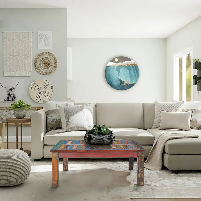 Square Coffee Table Made from Recycled Teak Wood Boats