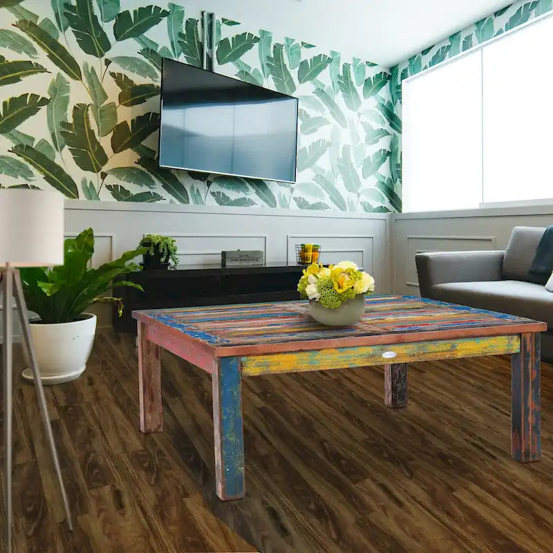 Square Coffee Table Made from Recycled Teak Wood Boats