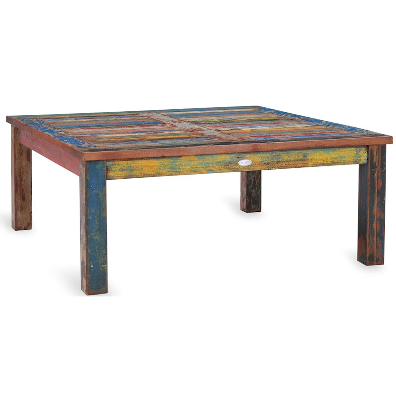 Square Coffee Table Made from Recycled Teak Wood Boats