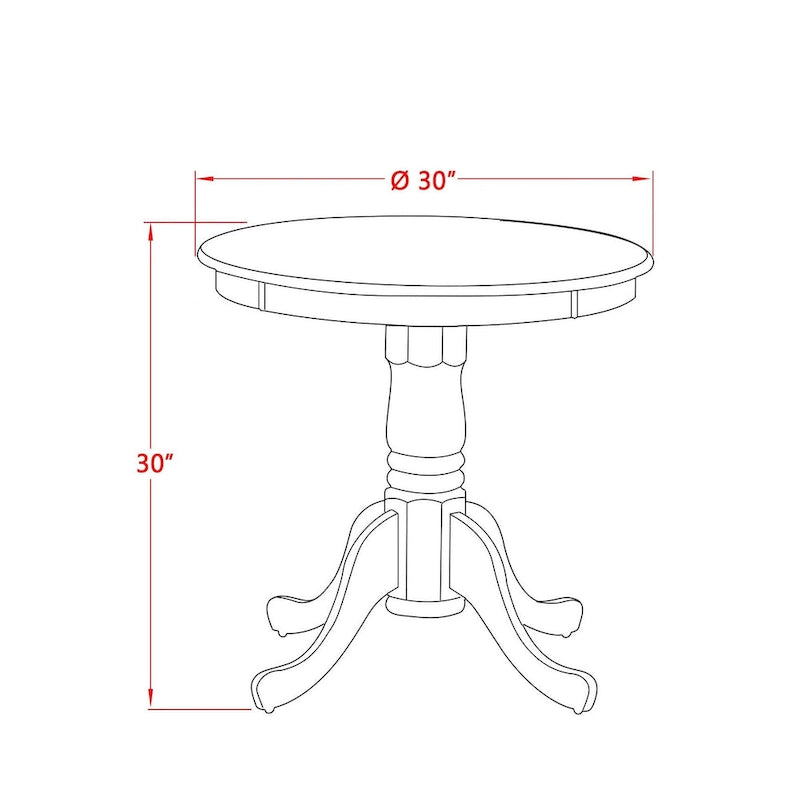 Round Wooden Dining Table with Pedestal Base, Buttermilk and Cherry
