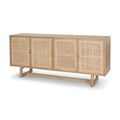 Light Brown Solid Mango Wood Four-Door Cane Sideboard