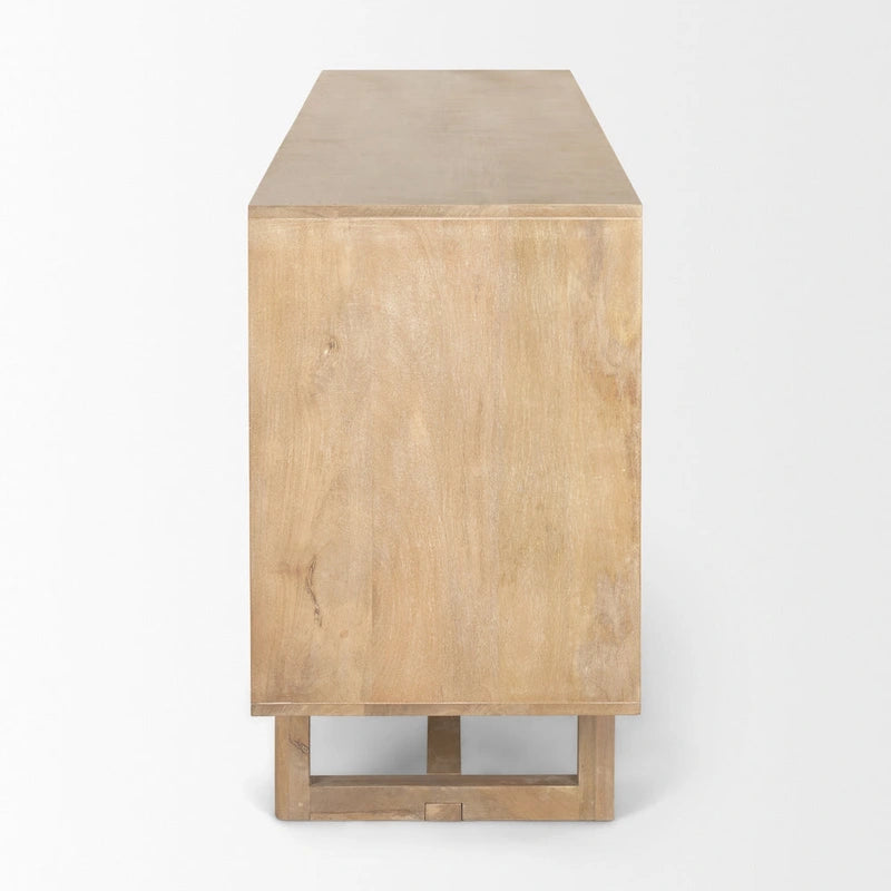 Light Brown Solid Mango Wood Four-Door Cane Sideboard