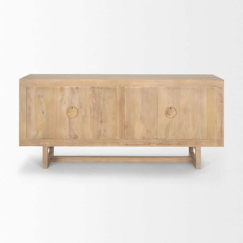 Light Brown Solid Mango Wood Four-Door Cane Sideboard