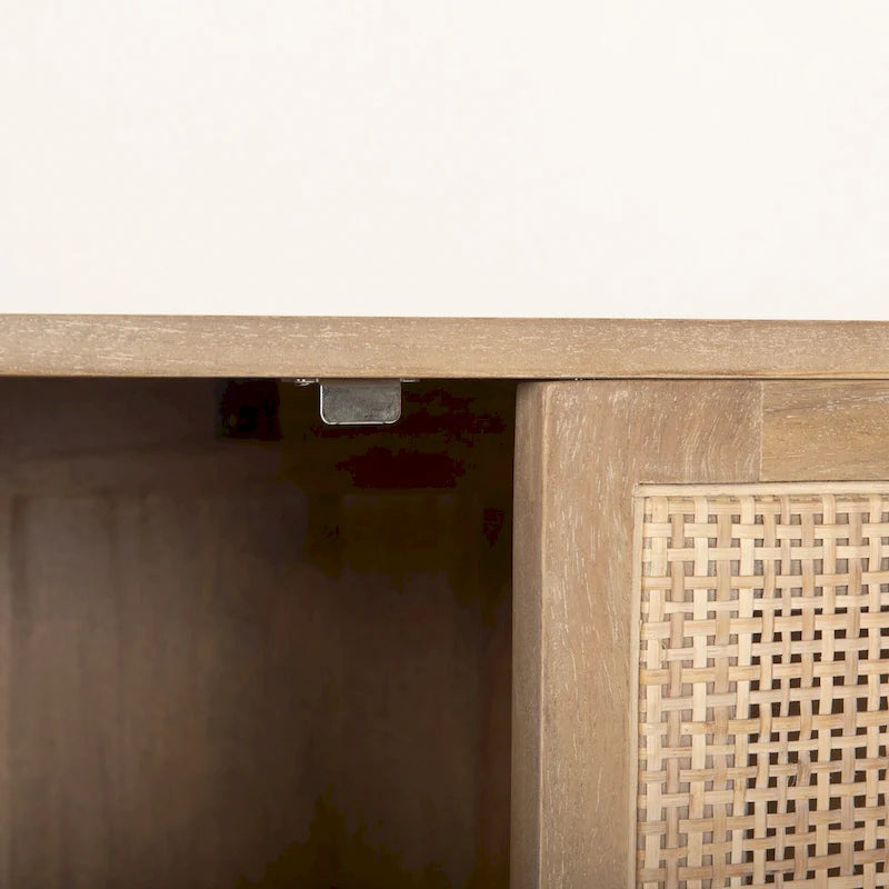 Light Brown Solid Mango Wood Four-Door Cane Sideboard