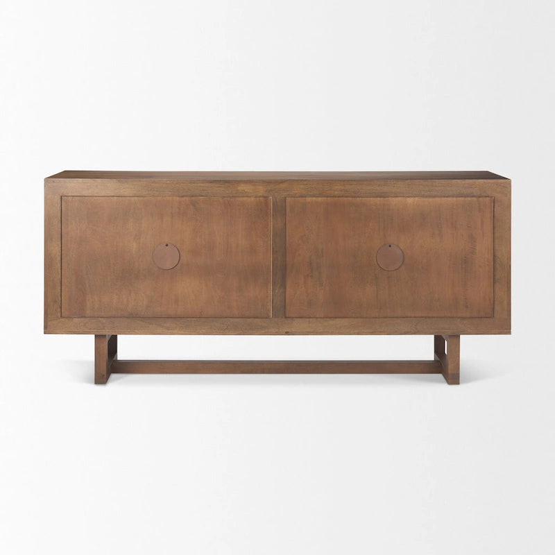 Light Brown Solid Mango Wood Four-Door Cane Sideboard