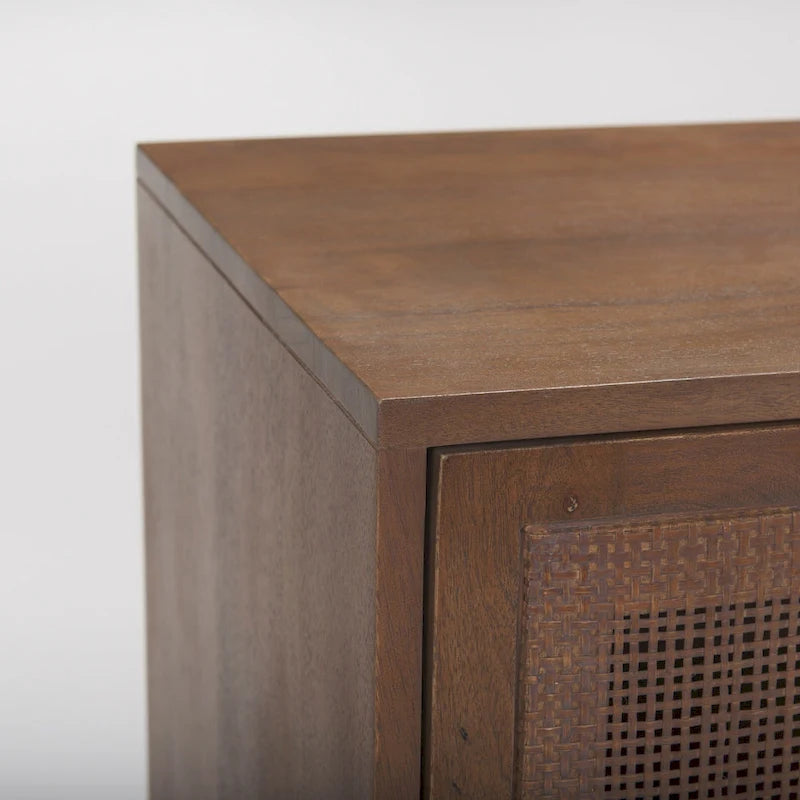 Light Brown Solid Mango Wood Four-Door Cane Sideboard