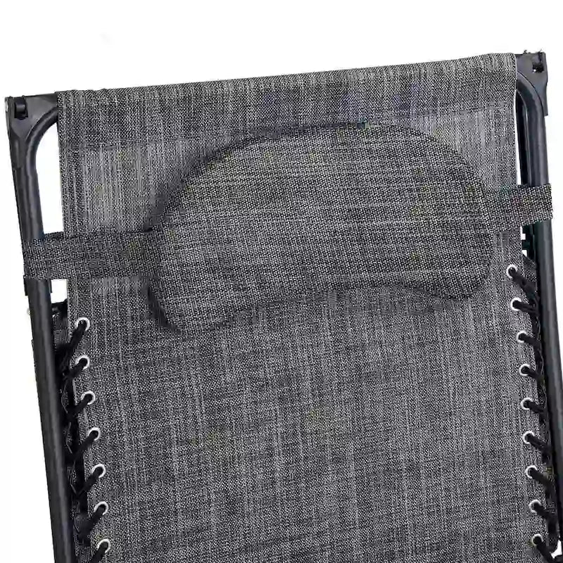 Gray Folding Recliner Lounge Chair with Canopy and Cup Holder