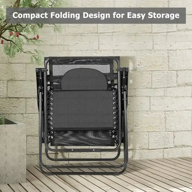 Gray Folding Recliner Lounge Chair with Canopy and Cup Holder