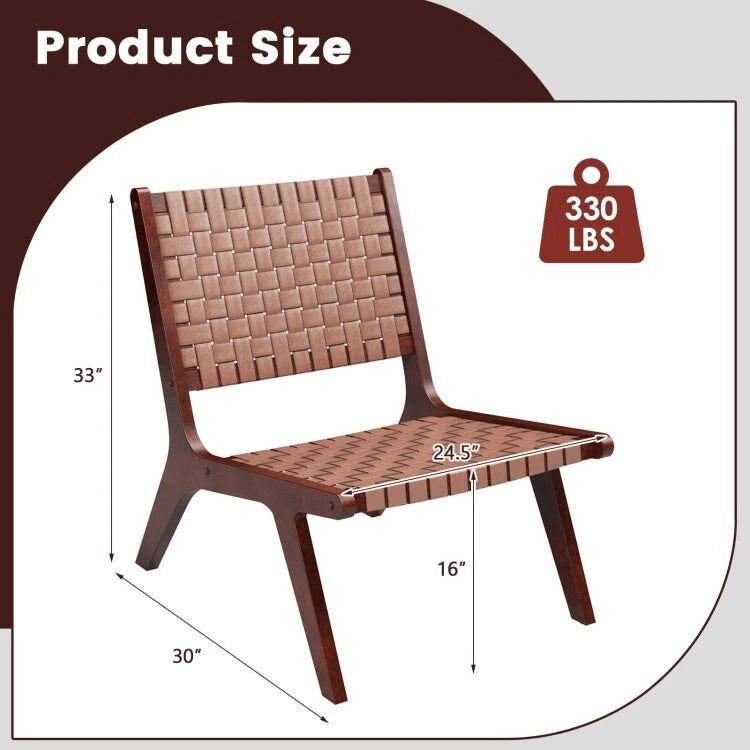 Woven Faux Leather Accent Chairs with Wood Frame
