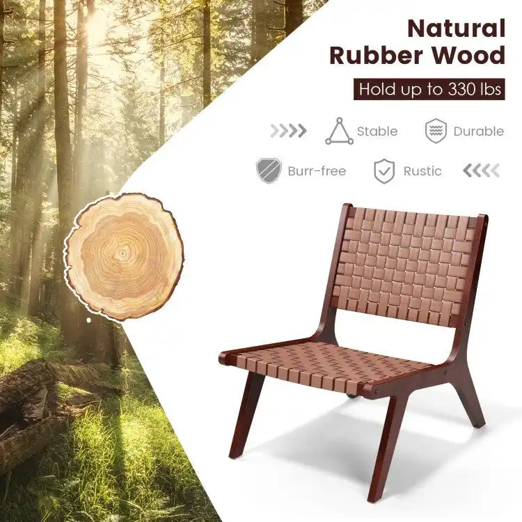 Woven Faux Leather Accent Chairs with Wood Frame