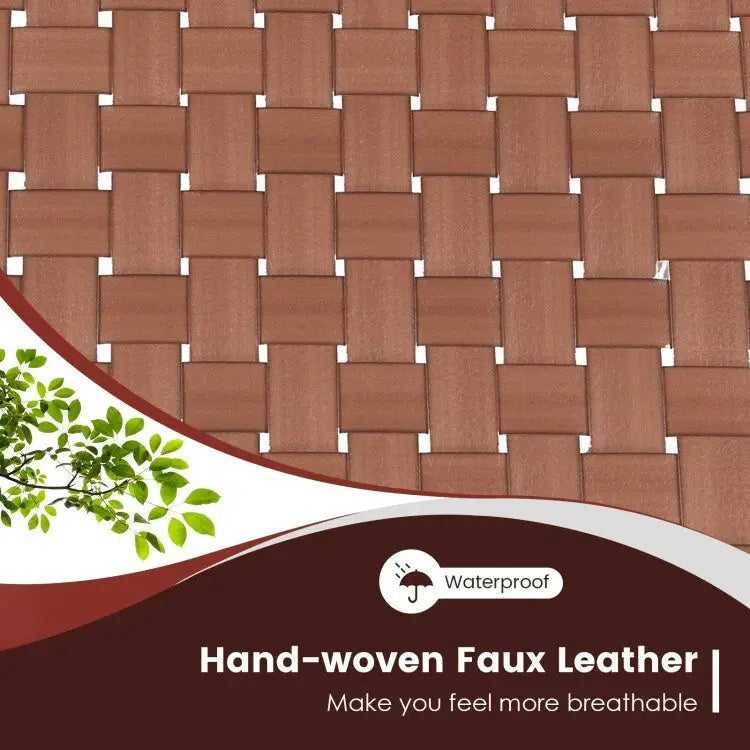 Woven Faux Leather Accent Chairs with Wood Frame