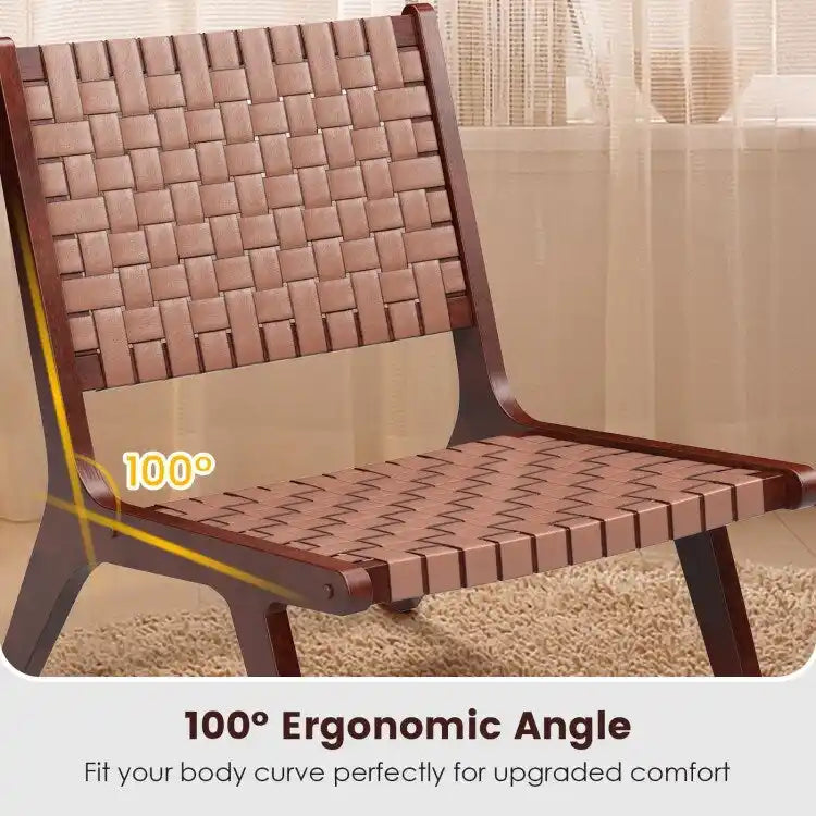 Woven Faux Leather Accent Chairs with Wood Frame