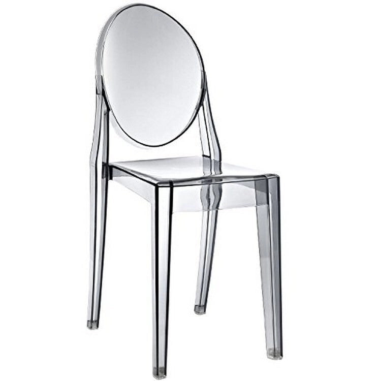 Stackable Mid-Century Modern Clear Armless Dining Chairs