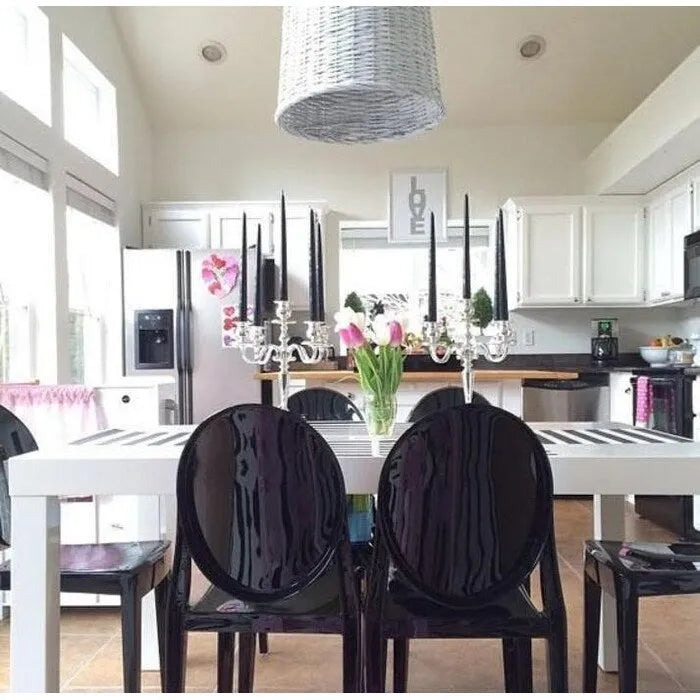 Stackable Mid-Century Modern Clear Armless Dining Chairs