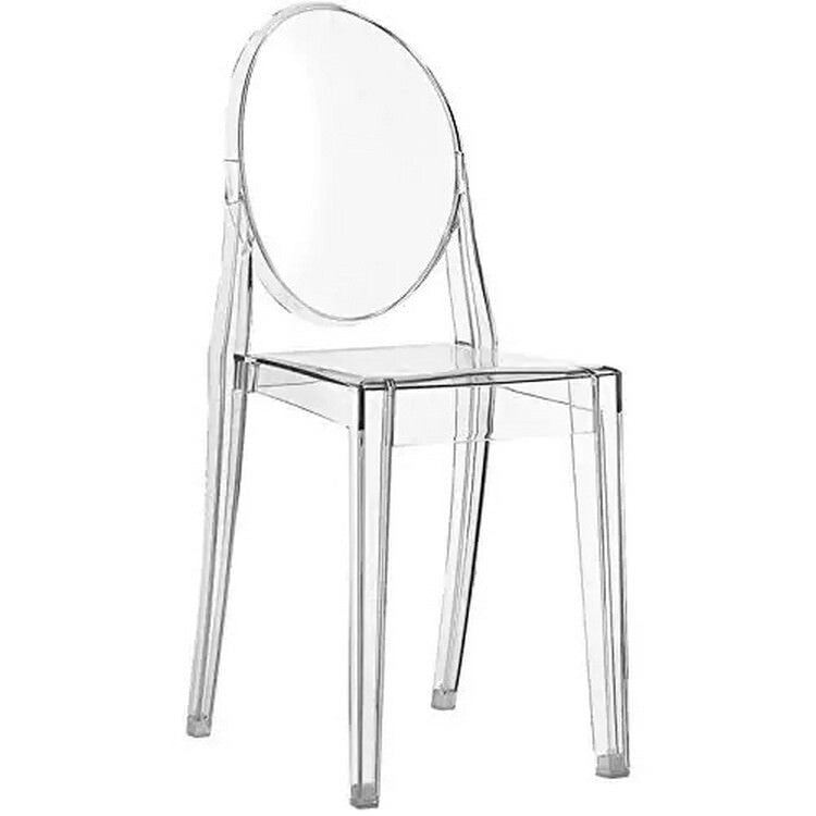 Stackable Mid-Century Modern Clear Armless Dining Chairs