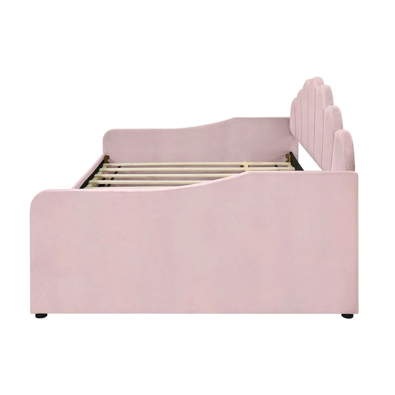Full Size Velvet Upholstered Daybed with Trundle