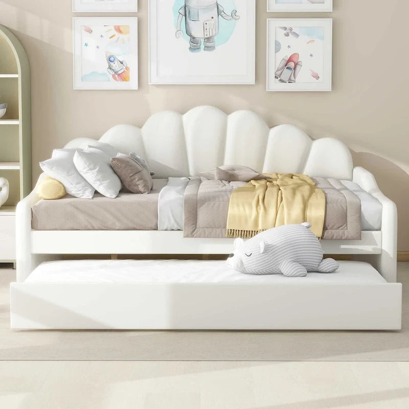Full Size Velvet Upholstered Daybed with Trundle