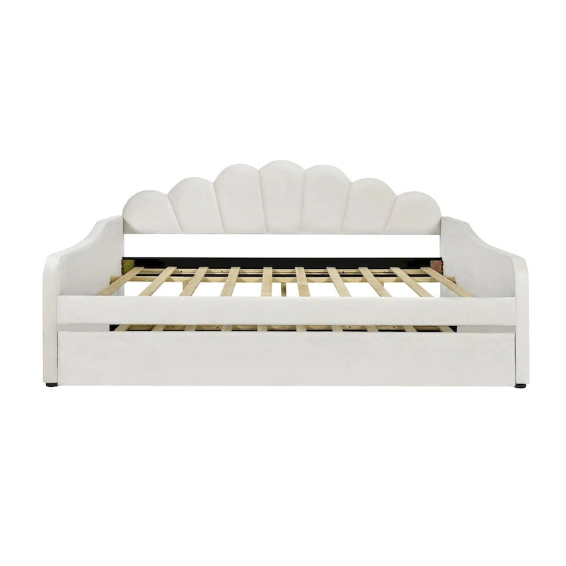 Full Size Velvet Upholstered Daybed with Trundle
