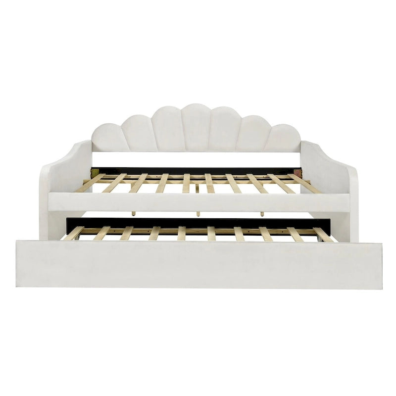 Full Size Velvet Upholstered Daybed with Trundle